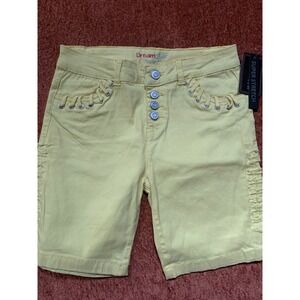 Dreamstar Girls Yellow Super Stretch Bermuda Shorts Button Fly Grommet Size 10
